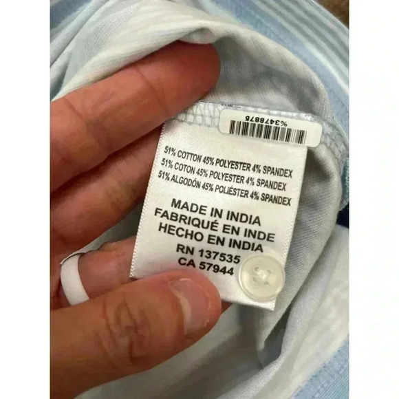 Mizzen + Main Men's Polo Striped Blue White Size 2XL Short Sleeve Golf Classic - Picture 4 of 9